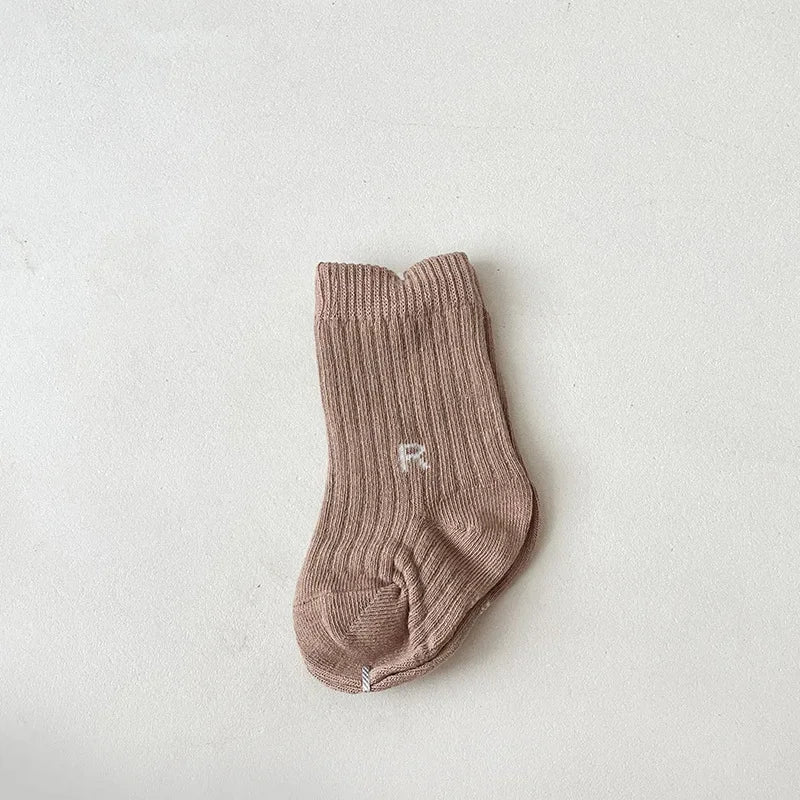 Korean Fashion Letter Socks Baby Boys Girls Breathable Soft Socks Infant Toddler Children Kids Casual Sport Socks 0-6years Old