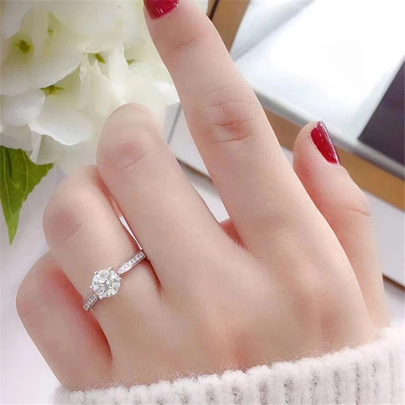 CC 1 Carat Wedding Rings For Women Silver Color White Cubic Zirconia Stone Engagement Jewelry Fashion Accessories Gift CC633