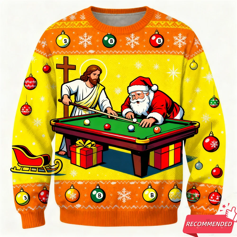 Men's Anime Santa Jesus Funny Ugly Christmas Sweater Kids Children's Pullovers Christmas Tops Holiday Gift Party Xmas Sweatshirt BAZAARHUBO