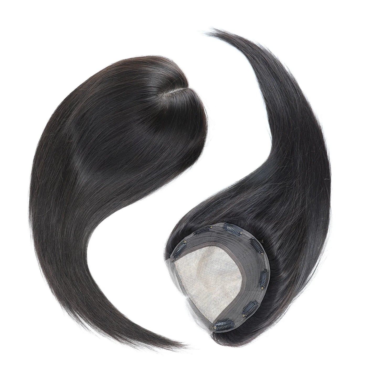 8x9" Large Size Silk Base Human Hair Closure Topper Silk Top Remy Hair Cover Lace Front Bleached Knots with Baby Hair & Clips in