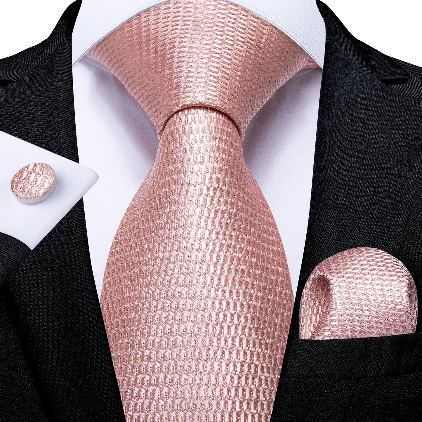 Dark Red Plaid Silk Ties for Men Classic 8cm Business Wedding Party Accessories Pocket Square Cufflinks Gift DiBanGu Dropship BAZAARHUBO