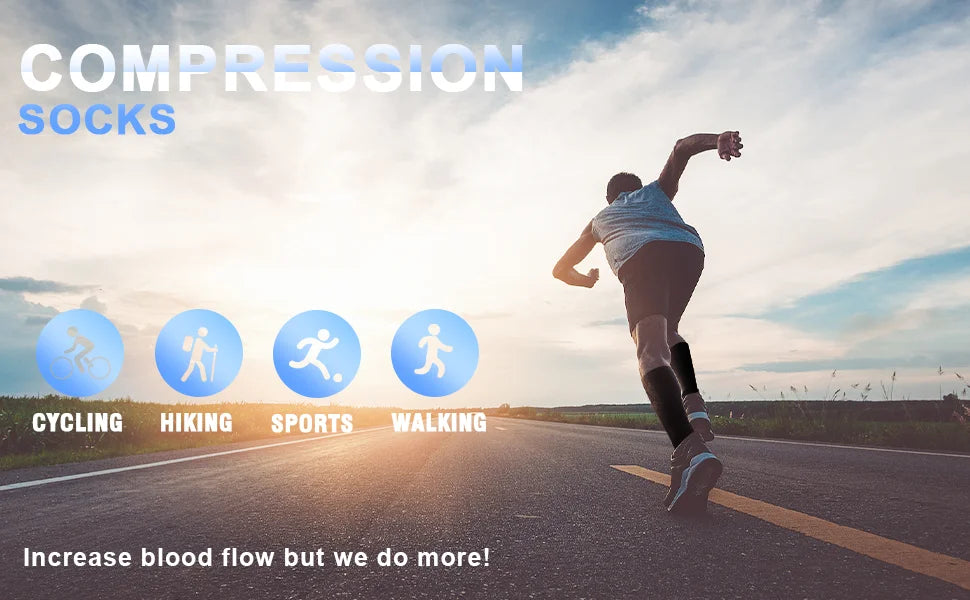 4 Pairs Compression Socks 20-30mmhg High Stockings Men Women Sports Socks For Marathon Cycling Varicose Veins Pregnancy Nursing