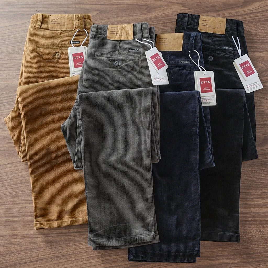 Autumn and Winter New American Retro Heavyweight Solid Color Corduroy Cargo Pants Fashion Straight Cotton Washed Casual Trousers