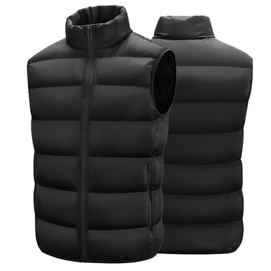 Mens Vest Jacket Warm Sleeveless Jackets Winter Waterproof Zipper Coat Autumn Stand-up Collar Casual Waistcoat Brand Clothing