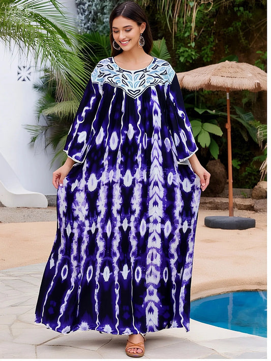2025 Latest Party Dress Printed Pure Cotton Women Long Dress Dubai Casual Holiday Fashion Party Dresses African Abaya Clothing