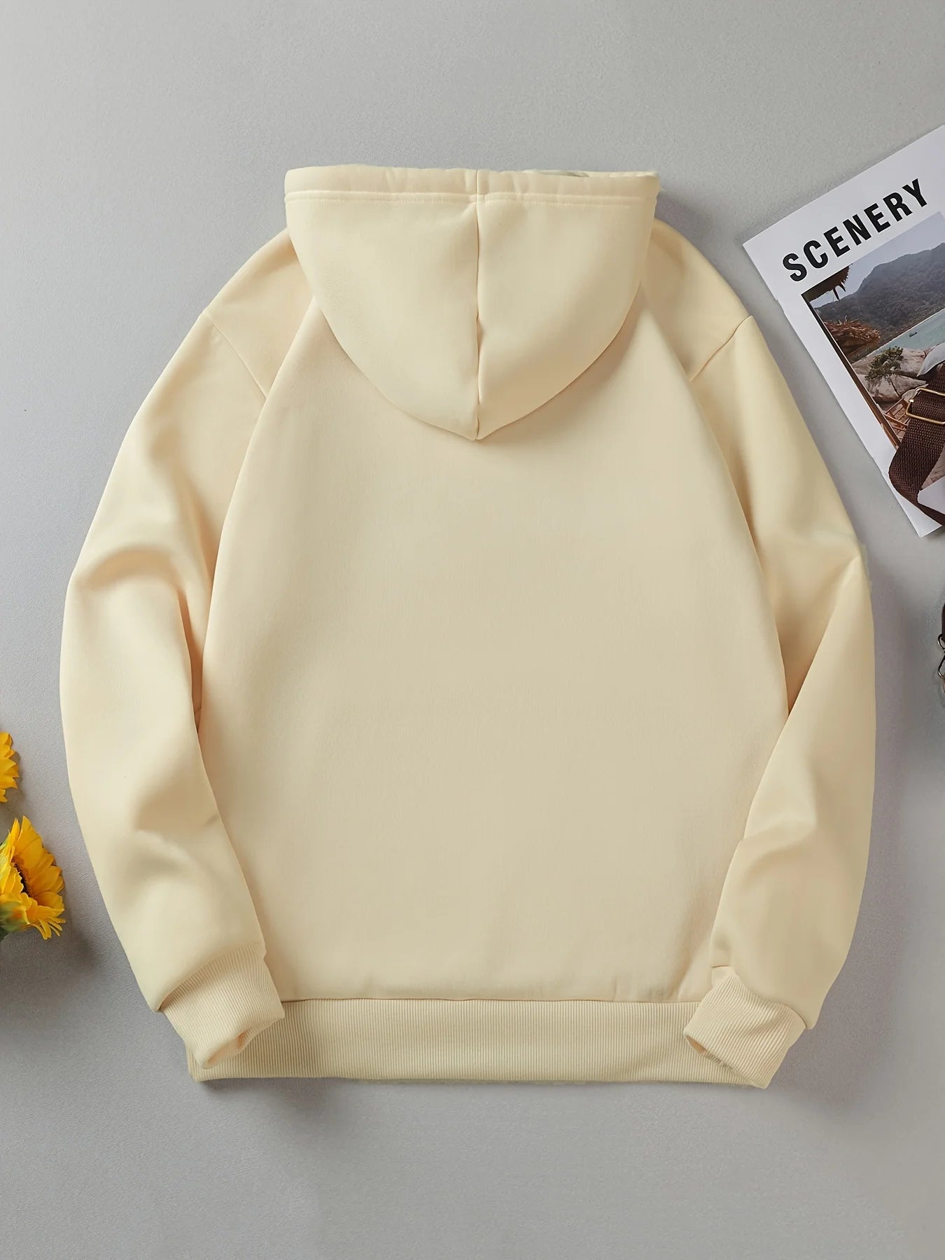 Women's autumn and winter warm and loose casual heart-shaped pattern printed thick velvet long sleeved hooded sweatshirt BAZAARHUBO
