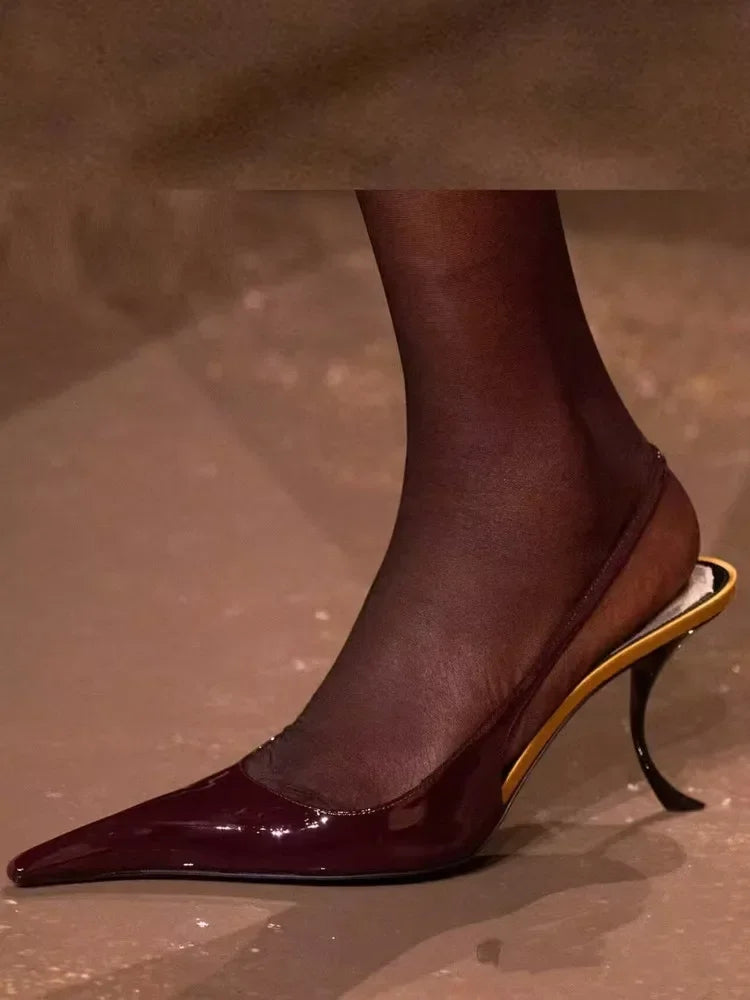European and American Spring and Summer Fashion Party Dress Shoes Elegant Women's Stiletto High Heels Back Hollow Sandals