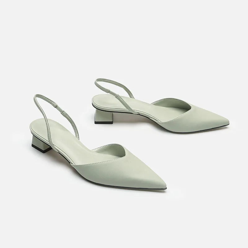Baotou Sandals Women's 2025 New Summer Simple Pointed Square Heel Sandals Women's High Heels Thin Strap Fashion Single Shoes