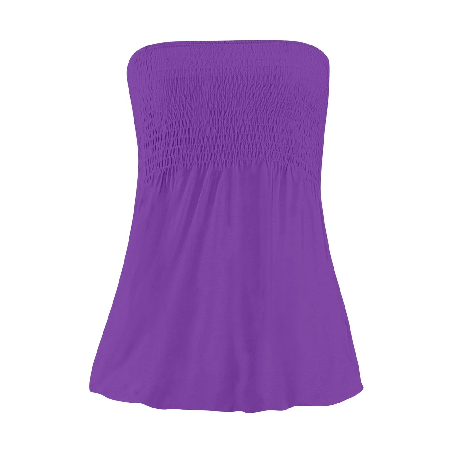 Sexy Streetwear Tops 2024 New Summer Sexy Backless Strapless Beach Top Female Chic Solid Color Korean Style Pleated Tube Top