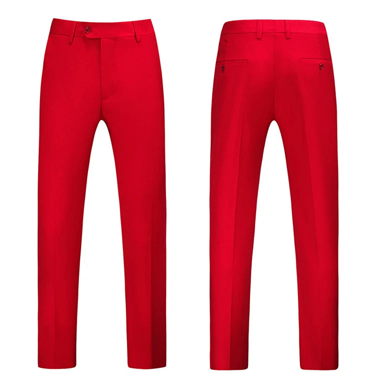 British Style Solid High Waist Trousers Men Formal Trousers High Quality Slim Fit Business Casual Suit Pants Groom Wedding Dress