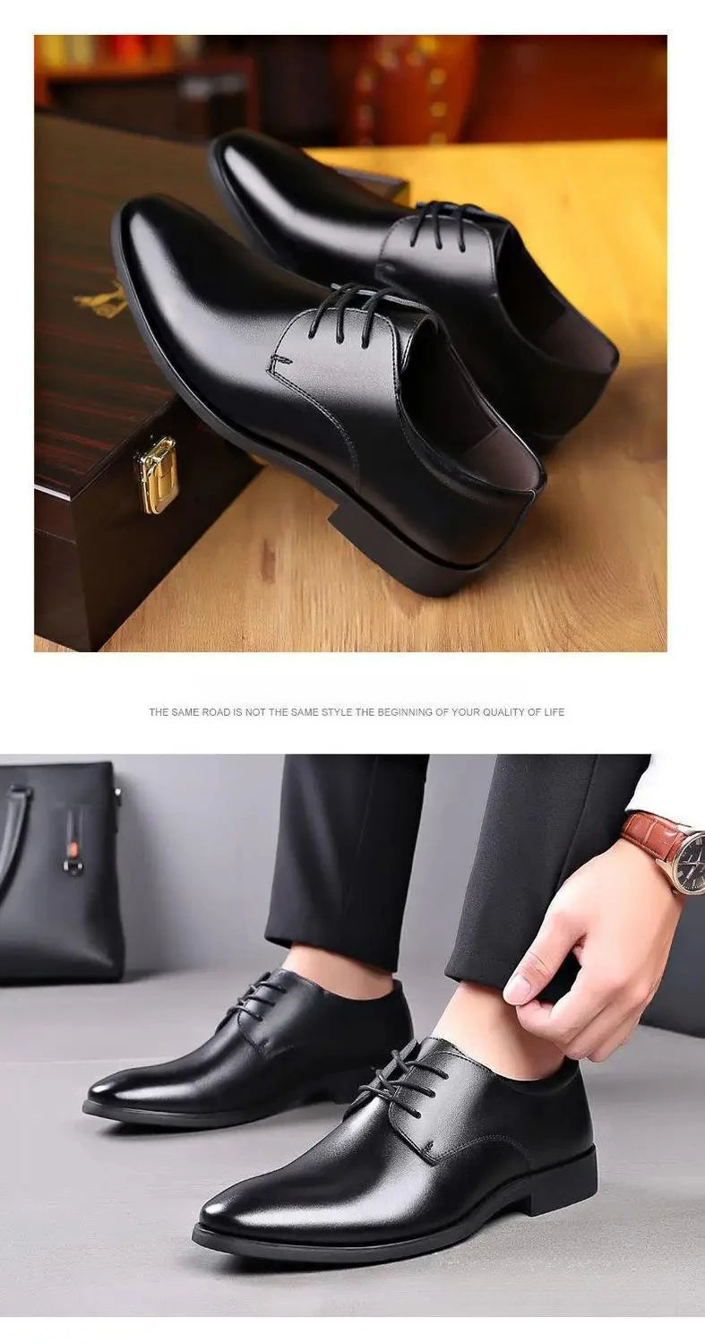 Fashionable Men's Leather Shoes Trendy Cowhide Men sneaker British Formal Men's Leather Shoes Soft Lace-up Leather Shoes for Men