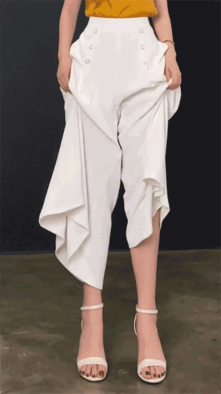 Women's Nine Loose Skirt Pants Draped Wide Leg Pants Spring Cool High Waist Slim Fashion Big Leg Pants Street Lounge Trousers