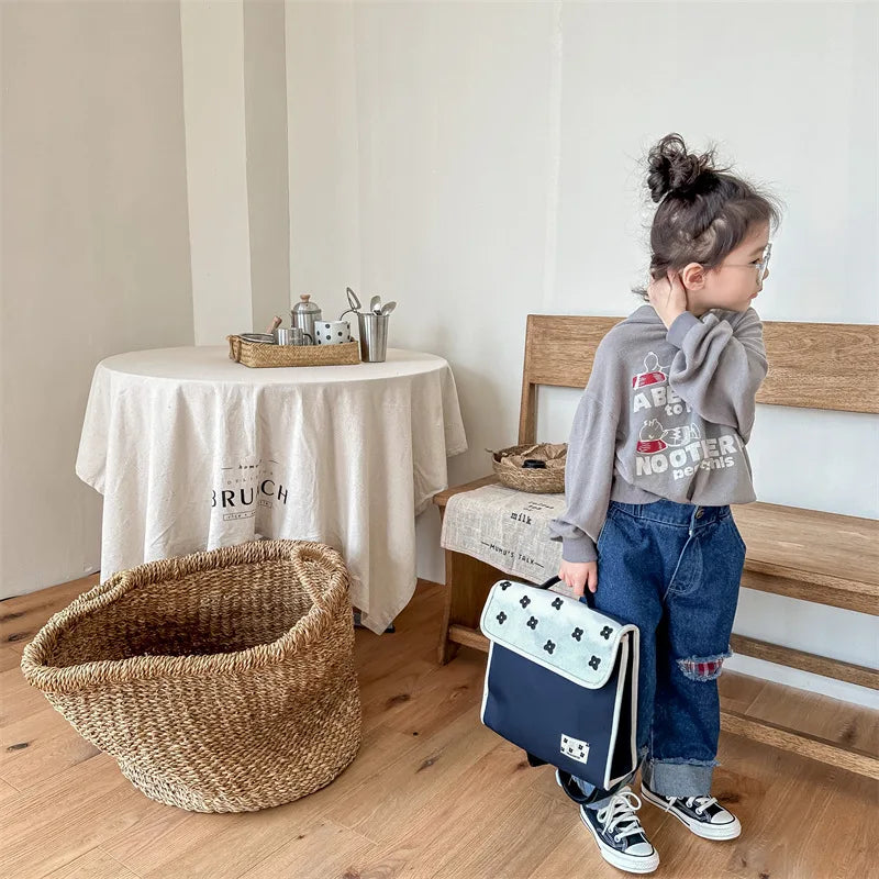 2023 Autumn Spring Baby Girls Boys Denim Pants Loose Fashion Korean Style Kids Casual Jeans Toddler Trouser Children's Clothes