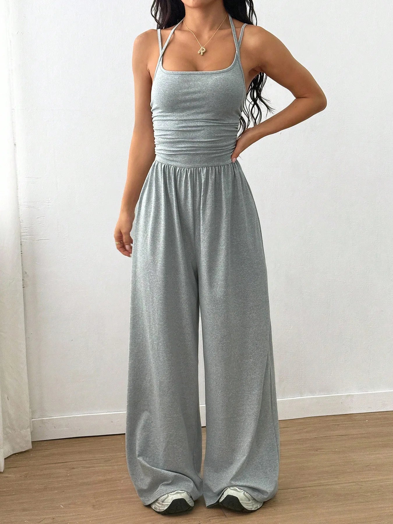 2026 Casual Jumpsuit Simple Style Jumpsuits For Woman Loose Wide Leg Trouser Women's Clothing Home Clothes Sleeveless Sling Silm