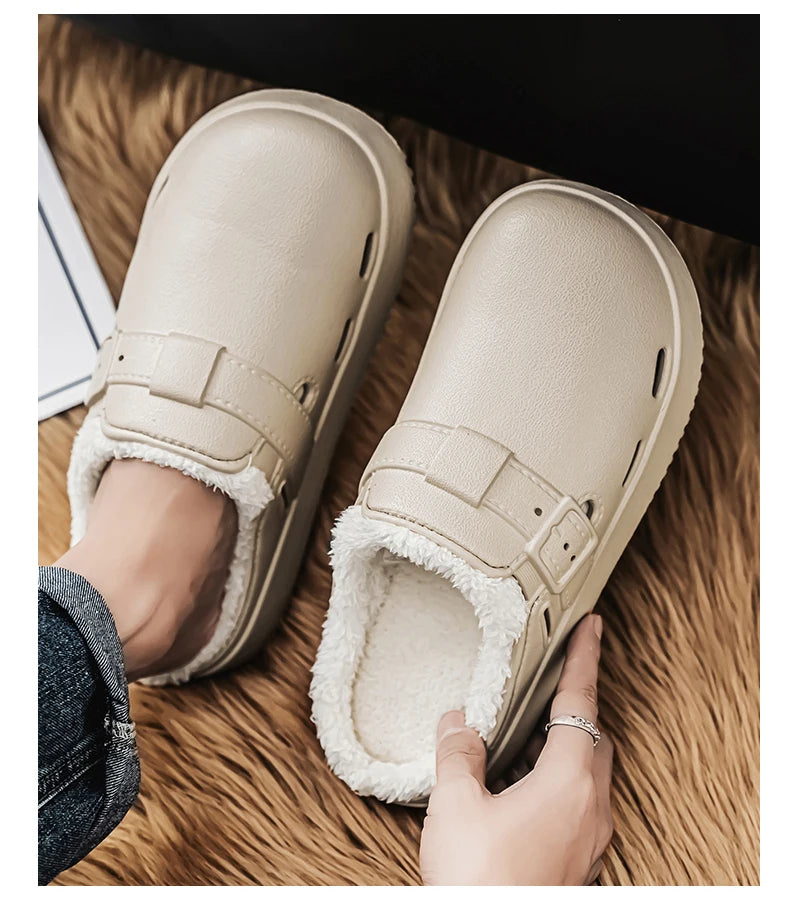 Fashion Women Winter Slippers Warm Fur Indoor Shoes Garden Clogs Couple Casual Shoes Luxury Sandals Comfort Home Soft Slippers