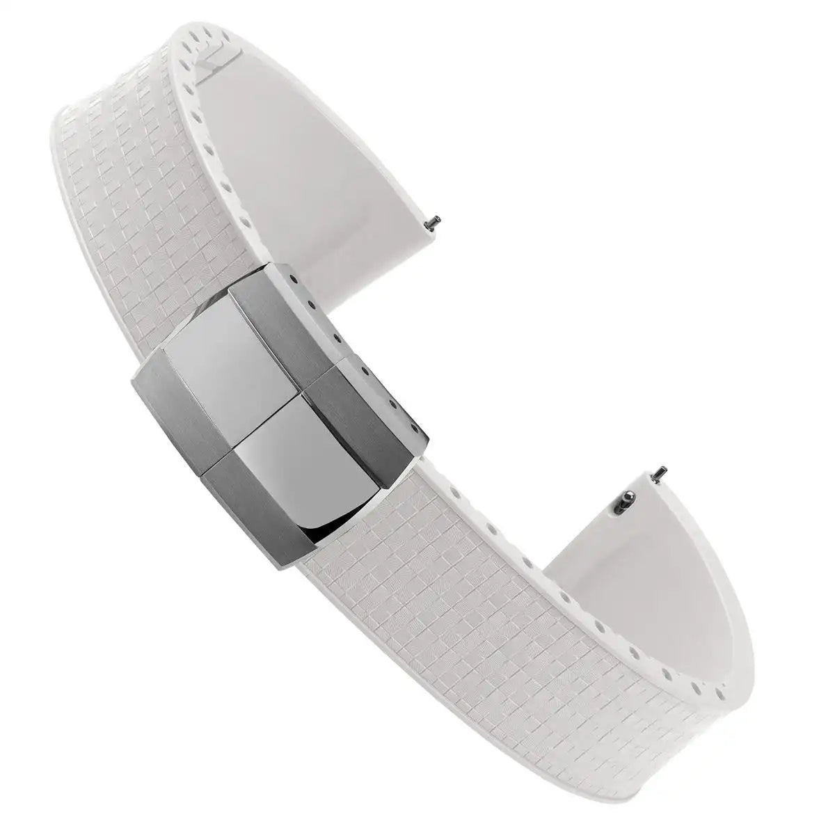 Cut to Size Fluoro Rubber Watch Strap 18/19/20/21/22mm Mosaic FKM Deployment Buckle Universal Flat End Replace Band Bracelet