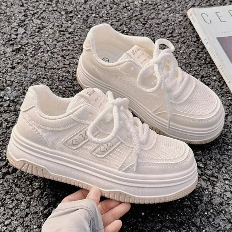 2025 New Summer Women's Fashion Sneakers Small White Casual Breathable Mesh Rubber Surface Vulcanized Shoes Zapatos De Mujer