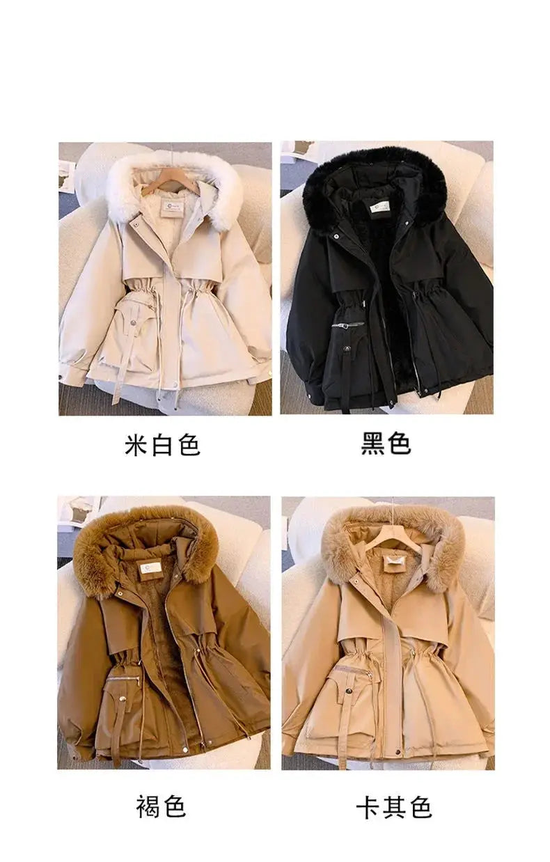 Detachable Pai Overcomes Women's Winter 2026 New Casual Down Cotton Thicken Hooded Coat Female loose Warm Wool Overcoat BAZAARHUBO