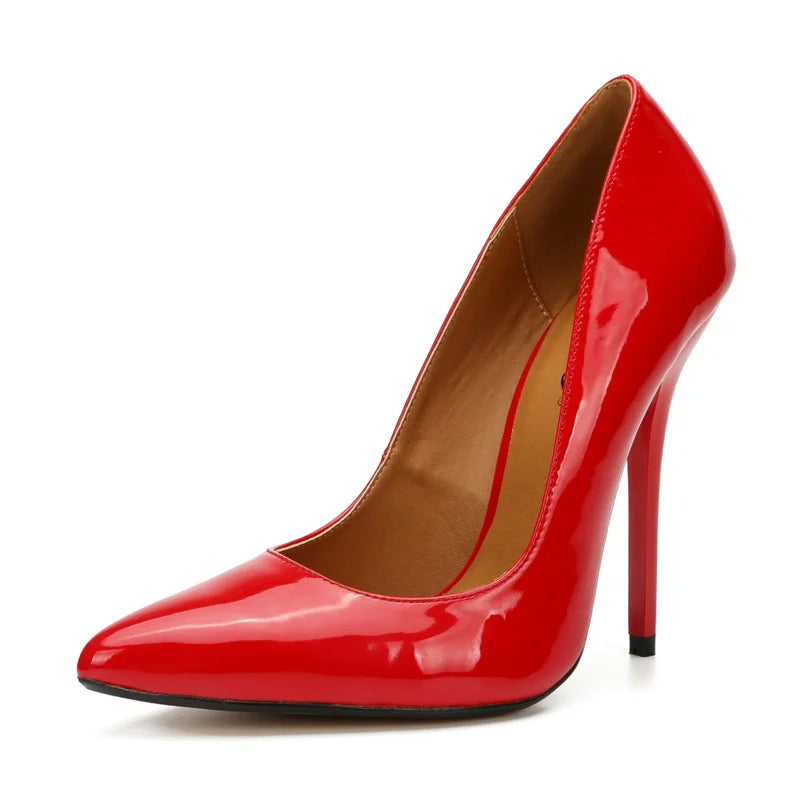 Sexy Extreme High Heels Pumps Women Shoes Large Size 45 Point toe Black Red Heeled Autumn Office Party Wedding Shoes Female