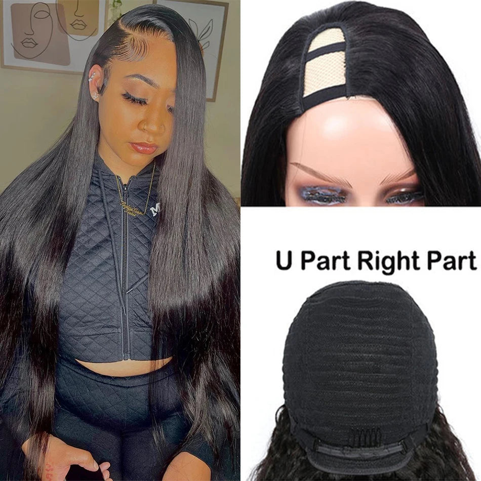 Straight Wigs Cheap U Part Wig Brazilian Human Hair Wigs For Women Virgin Hair Hot Sale Middle U Shape Wig 200 Density Wholesale
