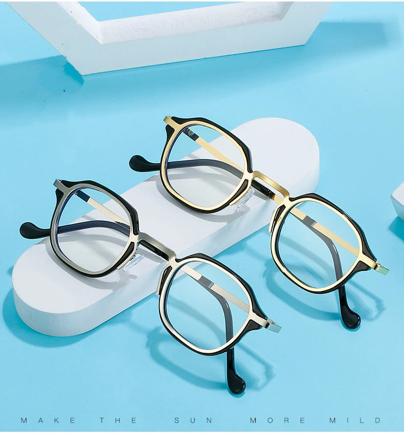 Blue Light Computer Glasses Men TR90 Metal Round Frame Myopia Glasses Women Vintage Optical Nearsighted Eyeglasses 0 To -600 BAZAARHUBO