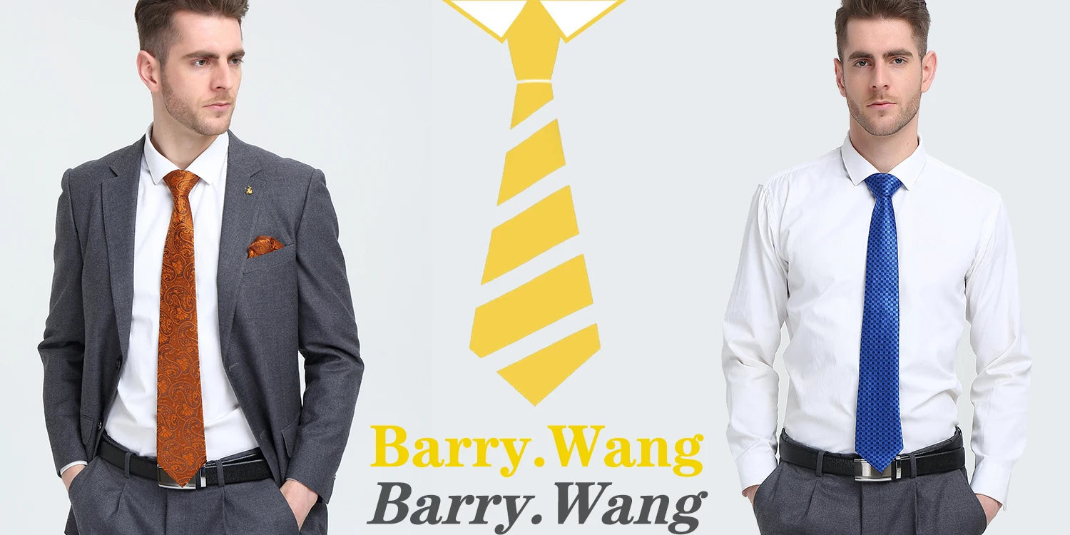 Exquisite Rust Red Silk Ties For Men Designer Pasiley High Quality Handkerchief Cufflinks Set Wedding Party Business Barry.Wang BAZAARHUBO