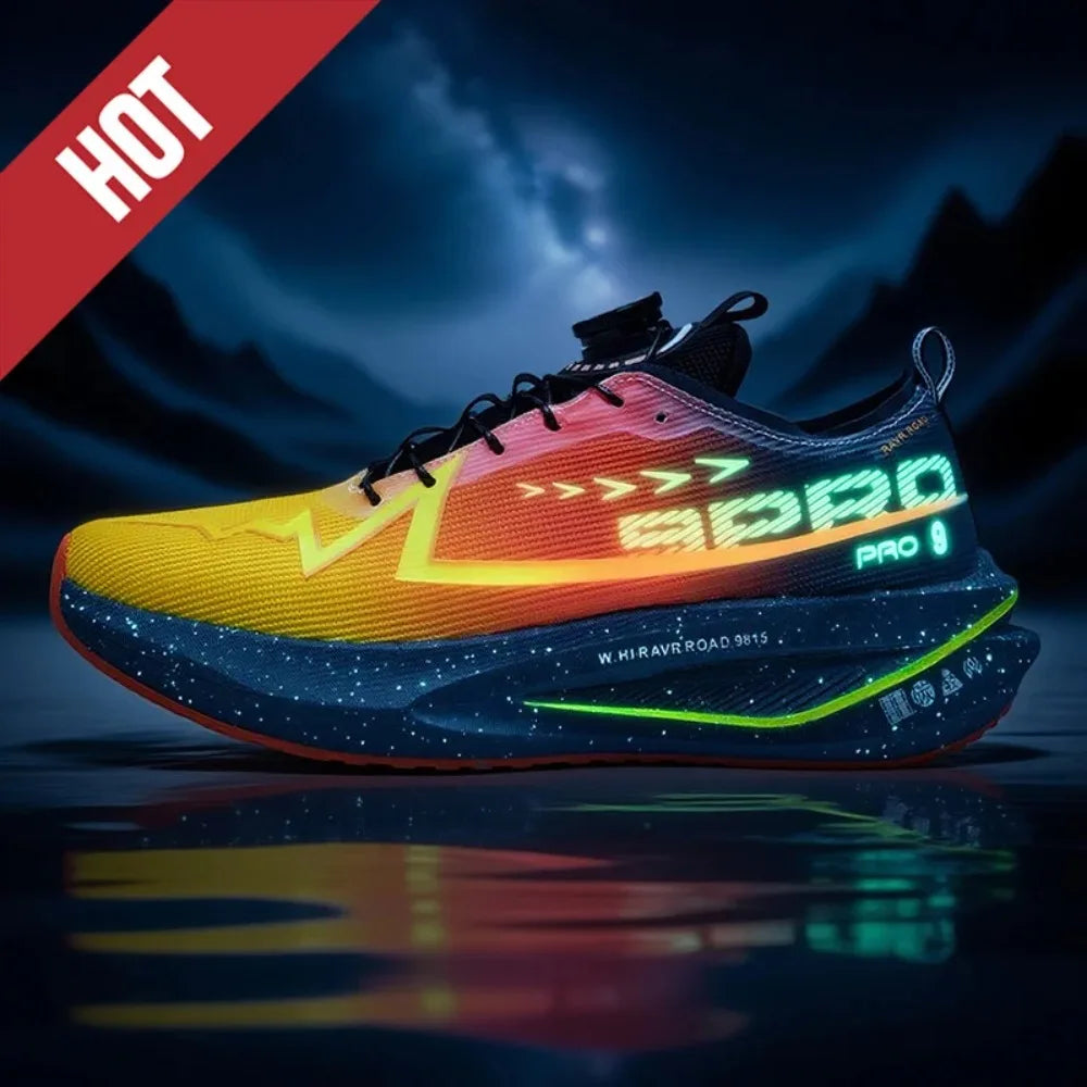 Fluorescence Running Shoes Carbon Board Marathon Men Sports Breathable Lightweight Women's Comfortable Athletic Sneakers Casual