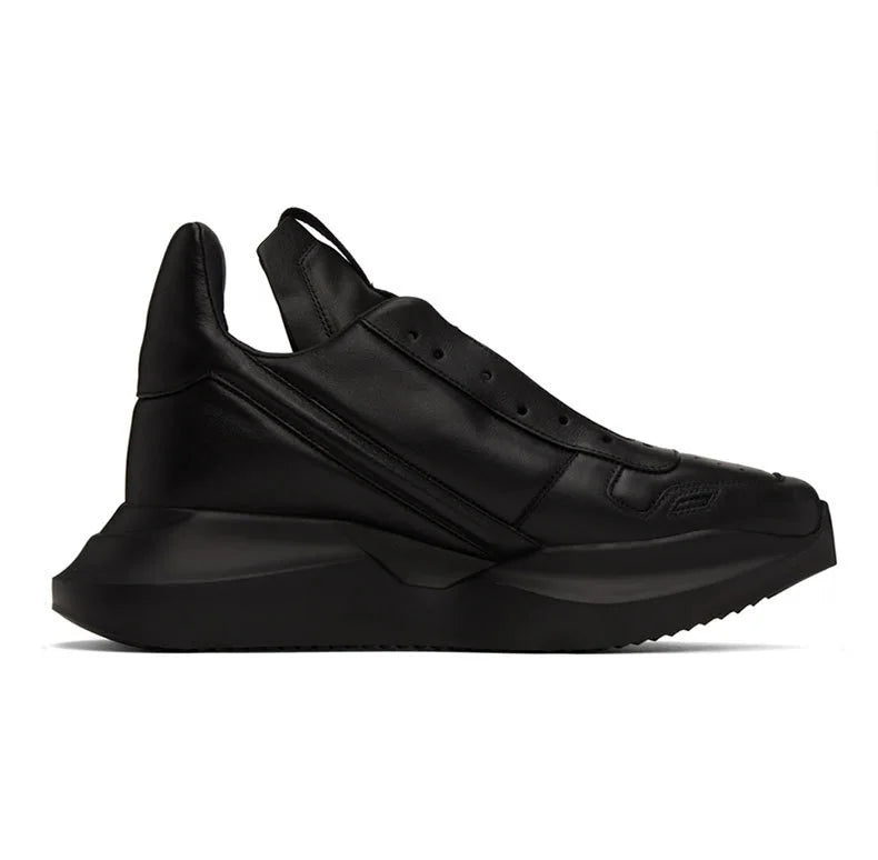 Spring Autumn New British Style Leisure Chunky Bottom Sewing Cross-tied Genuine Leather Men Casual Sneakers Male Board Shoes