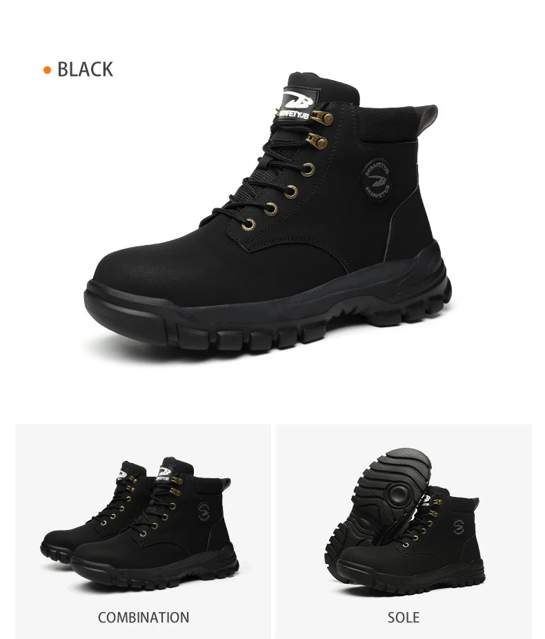 Men Protective Boots Steel Toe Shoes Anti-Smash Anti-Puncture Work Boots Safety Shoes Indestructible Winter Boots Waterproof
