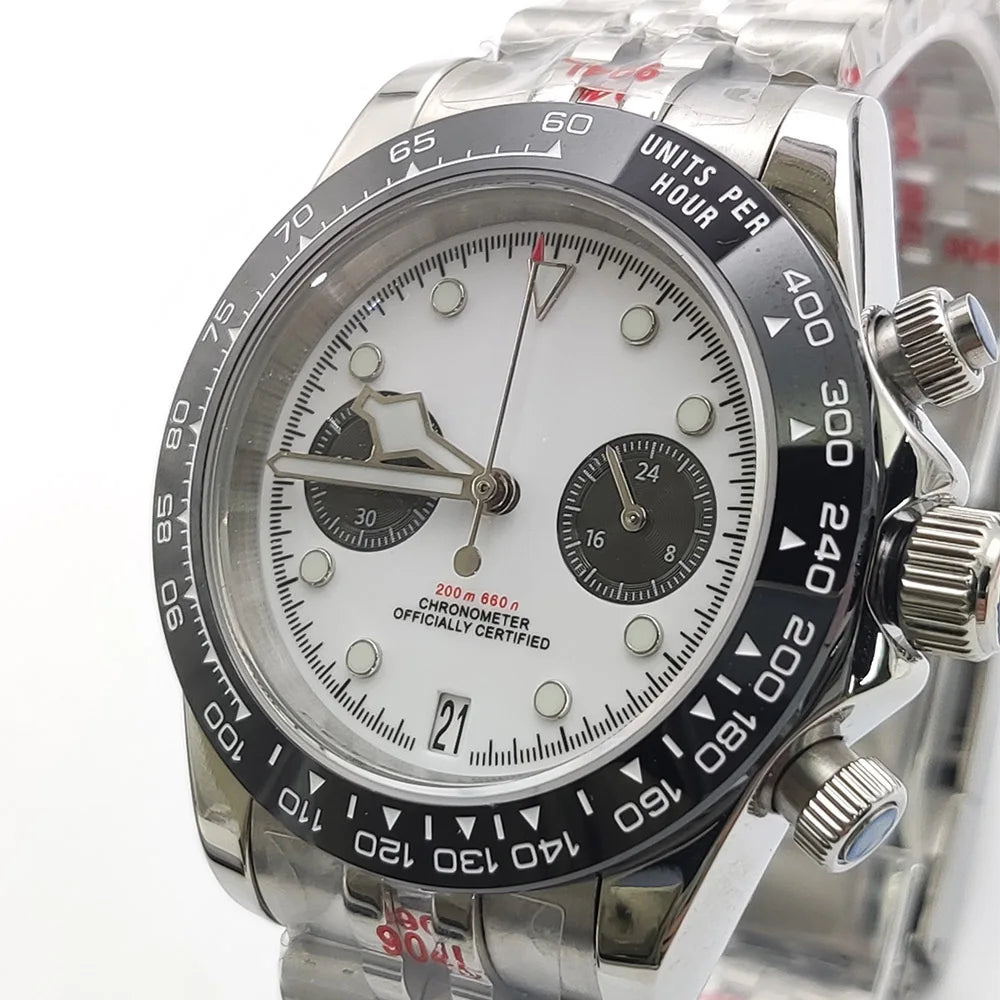 39mm VK64 Quartz Chronograph Men's Watch Sapphire Glass Waterproof Sport quartz watches Stainless Steel Strap Reloj Hombre