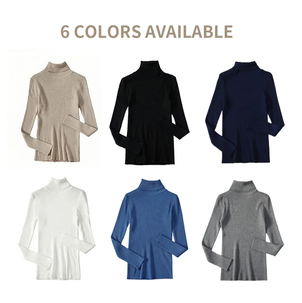 AOSSVIAO 2026 Basic Mock Neck Ribbed Sweaters for Women Cute Sexy Knitted Autumn Winter Warm Fitted Fashion Pullover Sweater