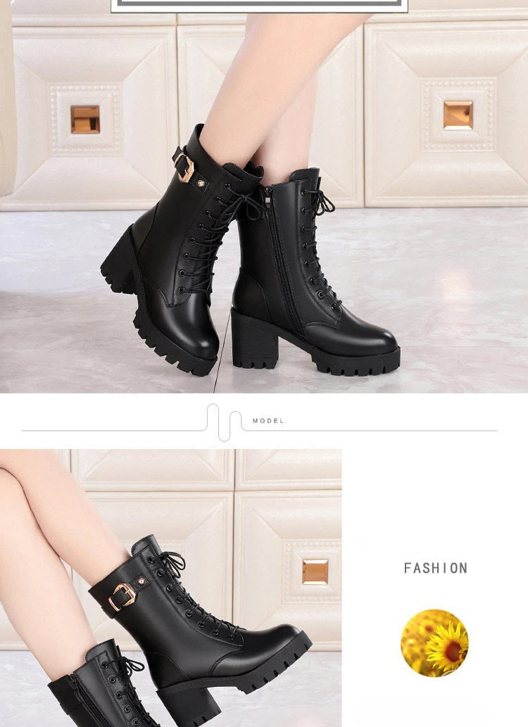 Luxury Women's Boots Winter Warm Women Snow Boots Fashion High Quality High Heels Comfort Platform Women Short Boots Botas Mujer