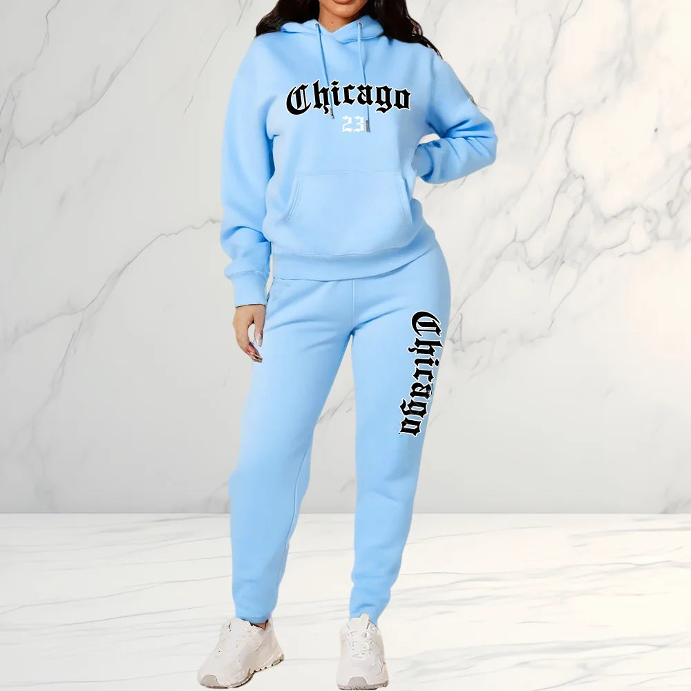 Women's Tracksuit Hoodies Trousers 2PCS Suit Winter Sports Jogging Outfits Fashion Street Designer Clothes for Women Pants Set