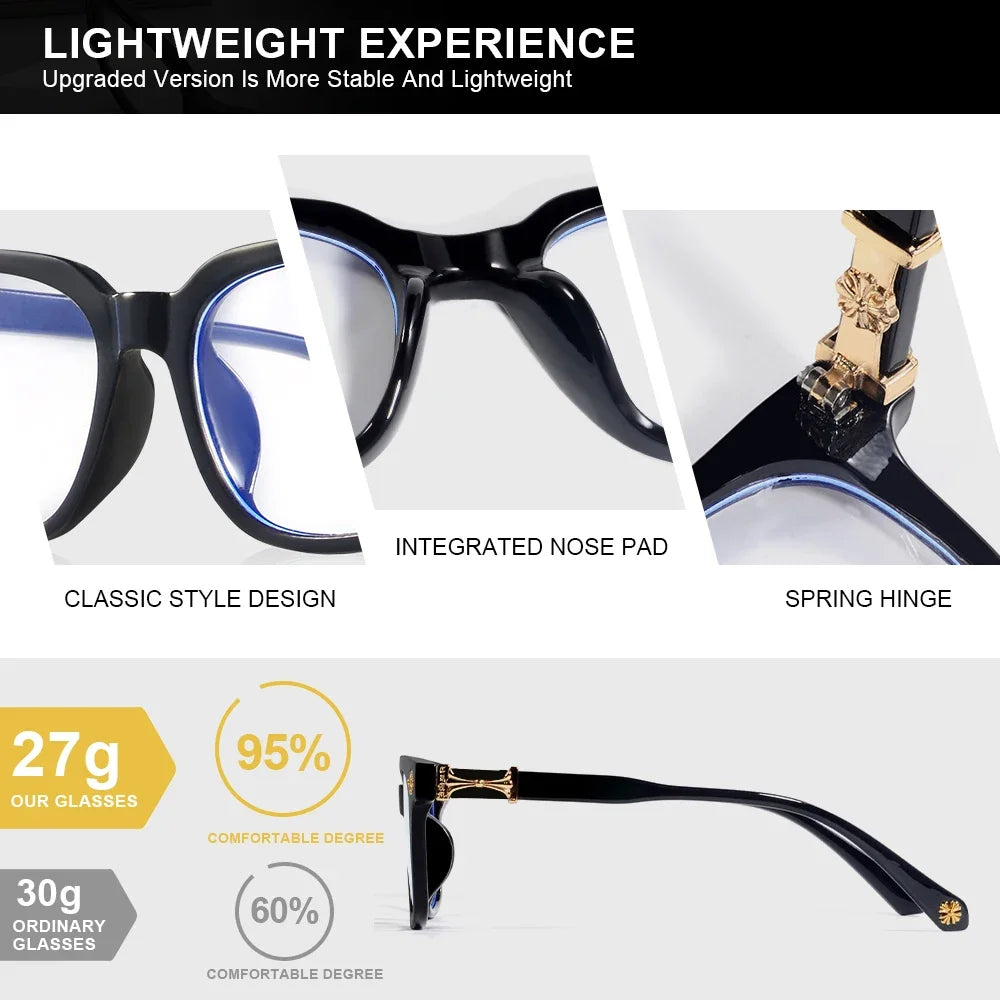 Classic 2Pcs Square Anti Blue Light Glasses For Men And Women Black & Transparent Frame Unisex Computer Wearing Women Glasses BAZAARHUBO