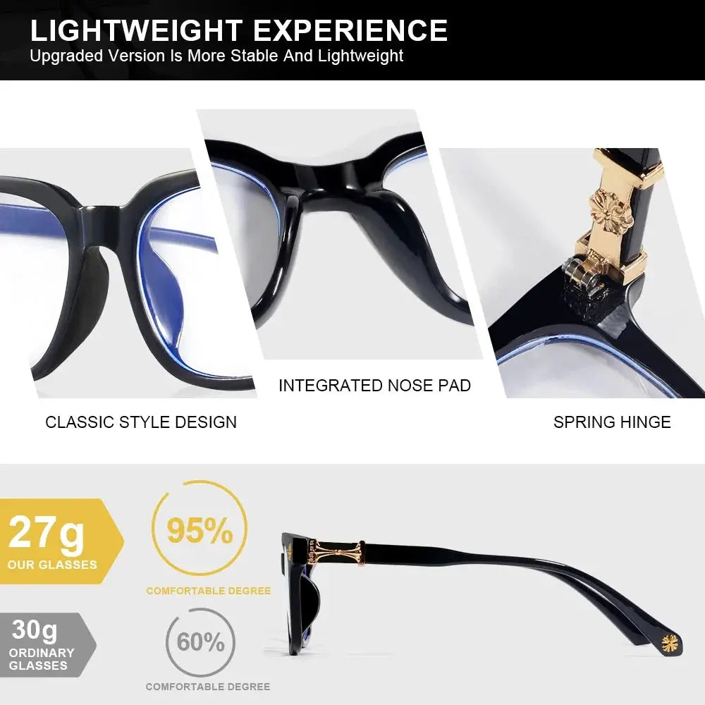 Classic 2Pcs Square Anti Blue Light Glasses For Men And Women Black & Transparent Frame Unisex Computer Wearing Women Glasses BAZAARHUBO
