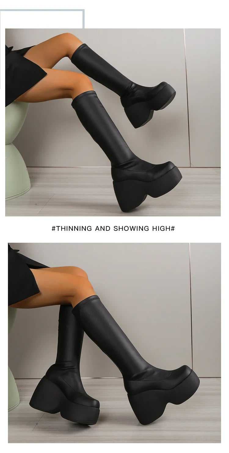 Brand Women Boots Gothic Style Platform Women Ankle Boots High Quality Walking Comfy Woman Shoes New Sexy High Heels Big Size 43