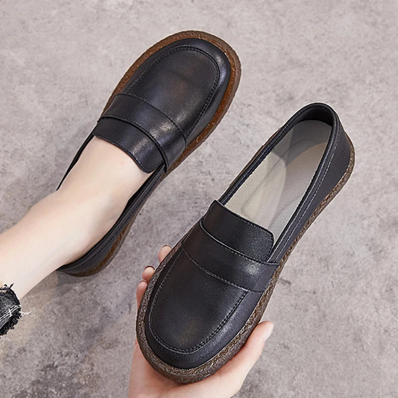 GKTINOO Shoes Women Spring 2026 New White Thick-Soled Ladies Sneakers Genuine Leather Casual Trend Girl Shoes Students Loafers