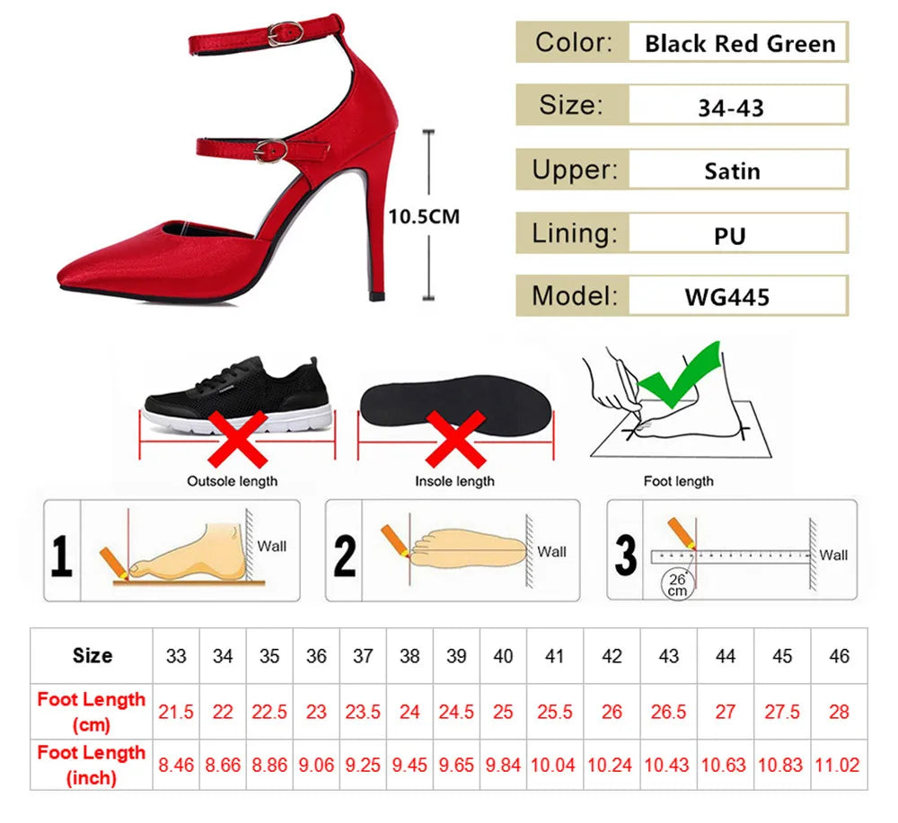 2026 Sexy Classic High Heels Women Sandals Summer Shoes Ladies Pumps Heels Woman Buckle Ankle Strap Shoes Green Black size 34-43