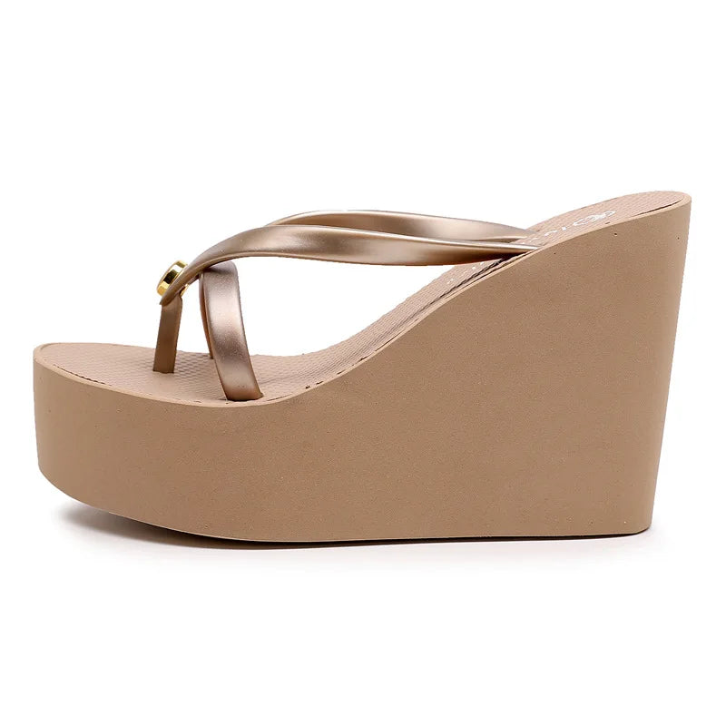 Sexy Slippers for Women in Summer High Slope Heel Shoes 11cm Thick Bottom Non-slip Women's Sandals Beach Slippers Wedge Sandals