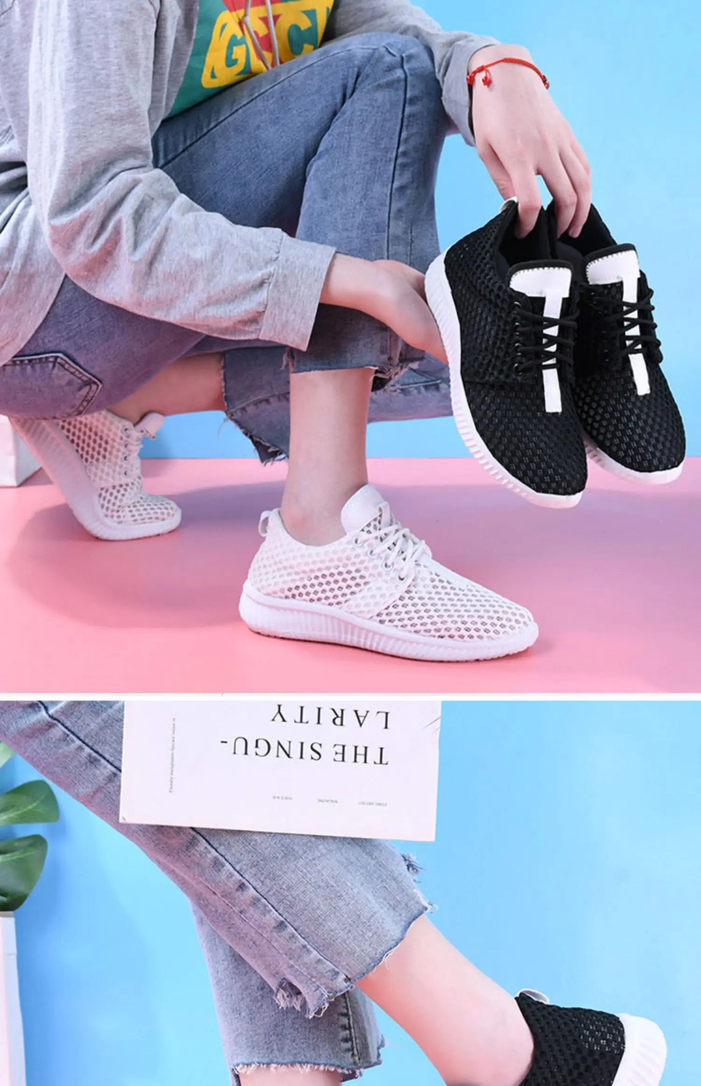 women's summer mesh shoes women's breathable mesh surface casual sports comfort mother's shoes anti slip soft sole  white shoe