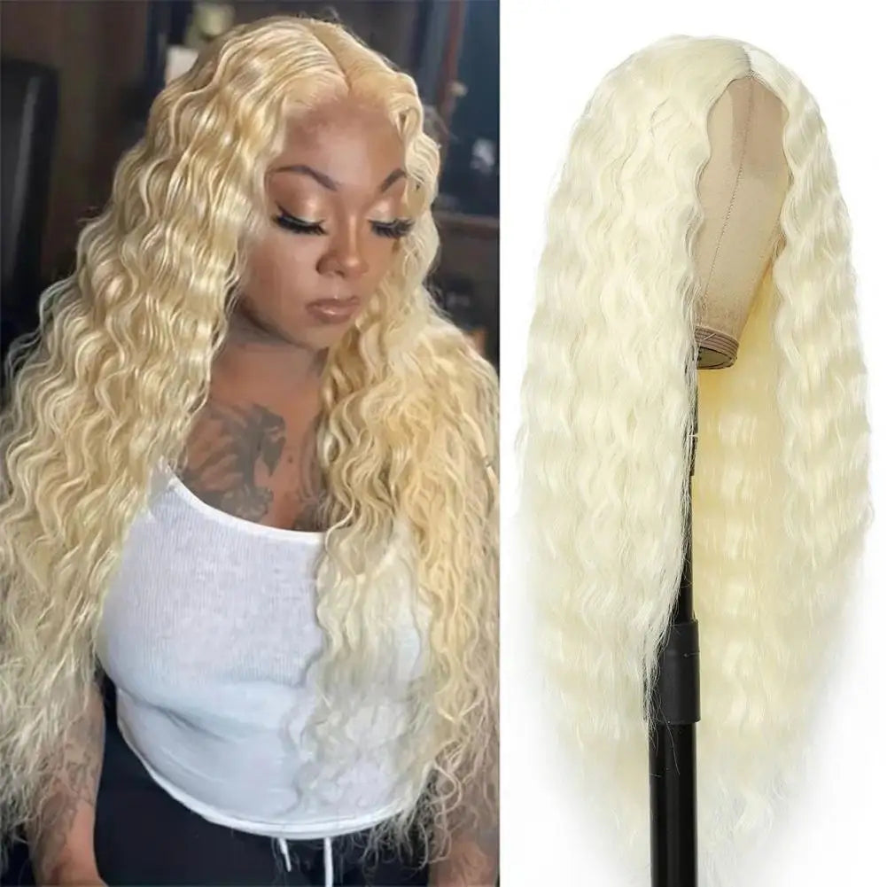 2024 Water Wave Long Curly Wig Jungle Wave Middle Split Glossy Hair Hair Extensions Human Wig African Brazilian Black Women Wig