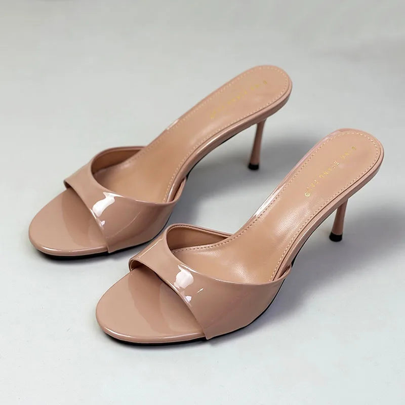 Luxury Footwear Slip On Women Stiletto Heels Shoes New Fashion Round Toe Ladies High Heels Pumps Shoes Female Slides