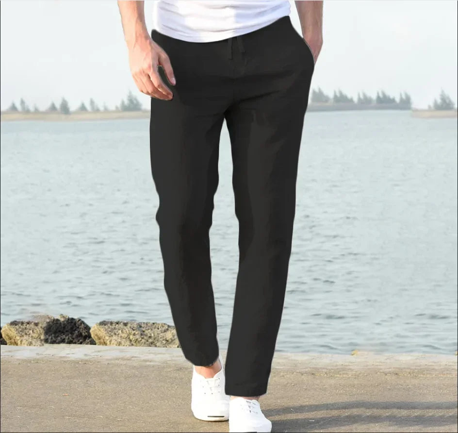 2025 New Fashion Mens Linen Wide Pants Trousers Oversize Sports Streetwear Male Spring Yoga Pants Casual Men Clothing Sweatpants