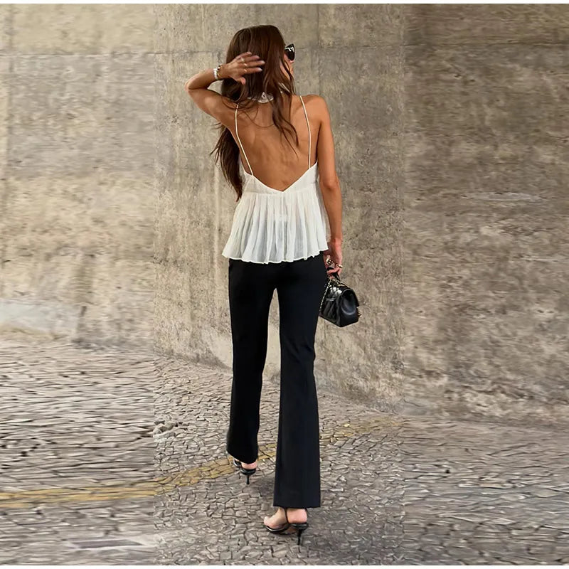 Lace Women's Top Cami Tank Top Cutout Bandeau Cami Ruched Hem Design Solid Minimalist Design 2026 Summer Style