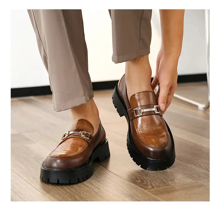Business Men Thick-soled Loafers Black Brown Men One-foot Anti-slip Wear-resistant Business Social Shoes Brand Shoes Men 38-46