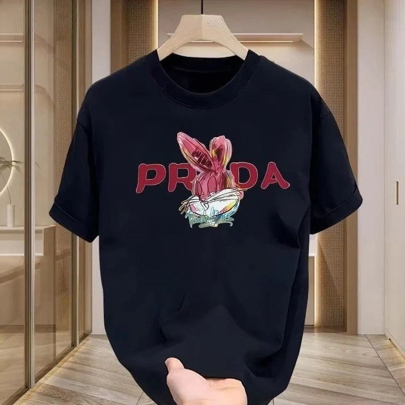 Printed short sleeved T-shirt fashionable men's and women's short sleeved spring and summer tops