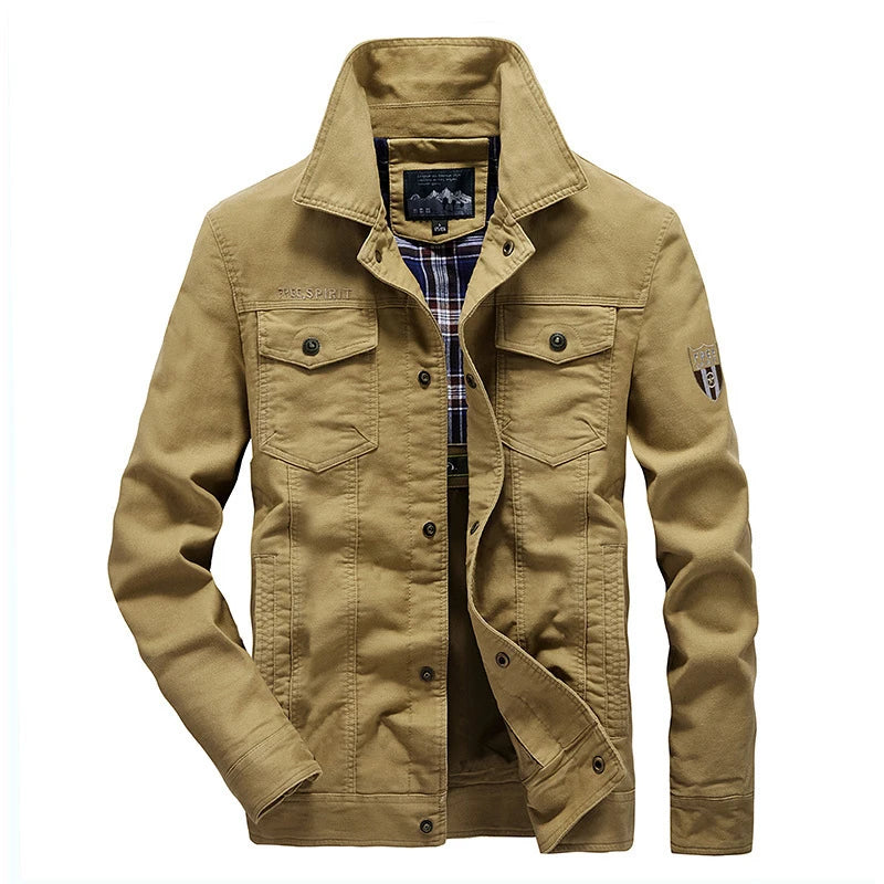 Autumn Men's Military Jacket Casual Man Stand Collar Cotton Business Coats Men Multi-pocket Windbreaker Jackets Clothing 7XL