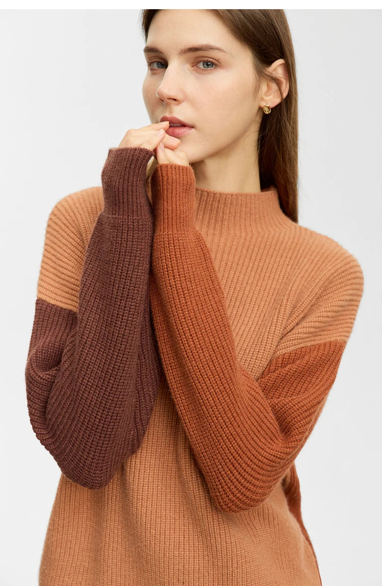 AMII Minimalism Sweaters Women 2024 Spring Street wear Spliced Knitted Top Drop Sleeve Loose Full Pullovers Sweaters 12344144