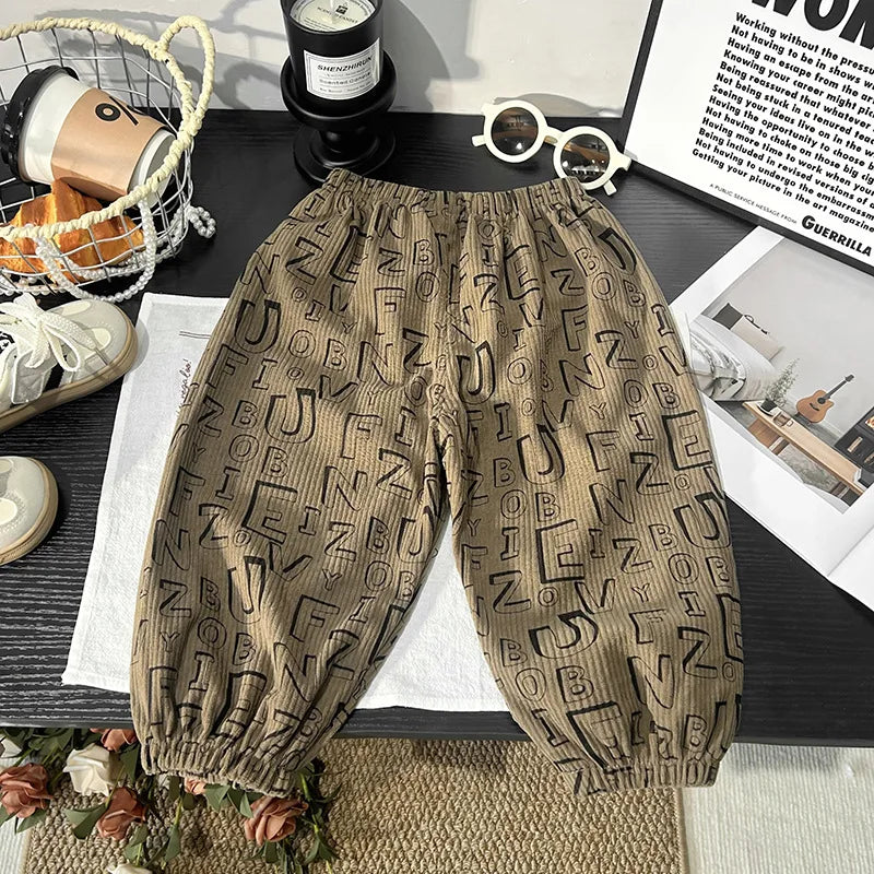 Fashion pants Classic Casual Pants for Boys girl Thin Cotton Stripe Elastics Waist Spring Summer Trousers Toddler Long Pants