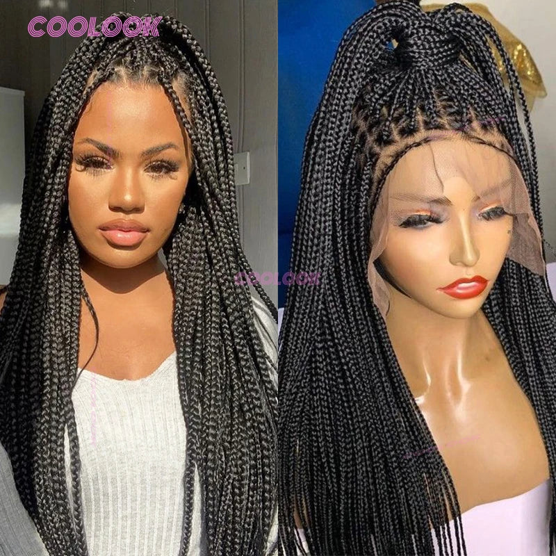 36" Cornrow Braids Lace Wigs Synthetic Full Lace Braided Wigs For Women Knotless Box Braid Wig Braid African Braided Wigs